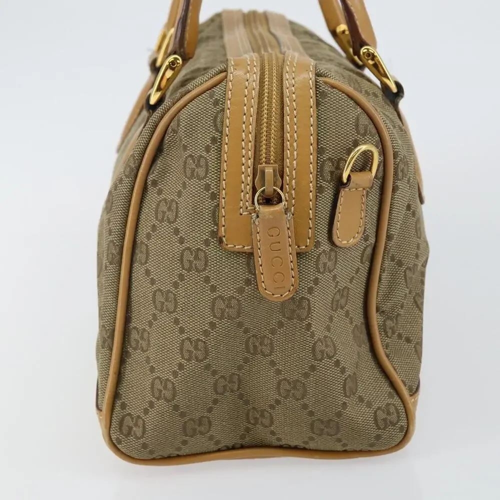 GUCCI GG Canvas Boston Bag Beige Gold